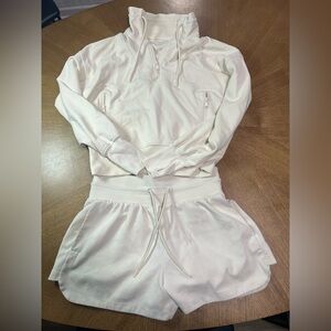 Cream Hoodie and Shorts Lounge Set size medium